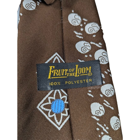 Fruit Of the Loom Men's Necktie Brown White Blue Design Polyester Classic - Picture 3 of 4